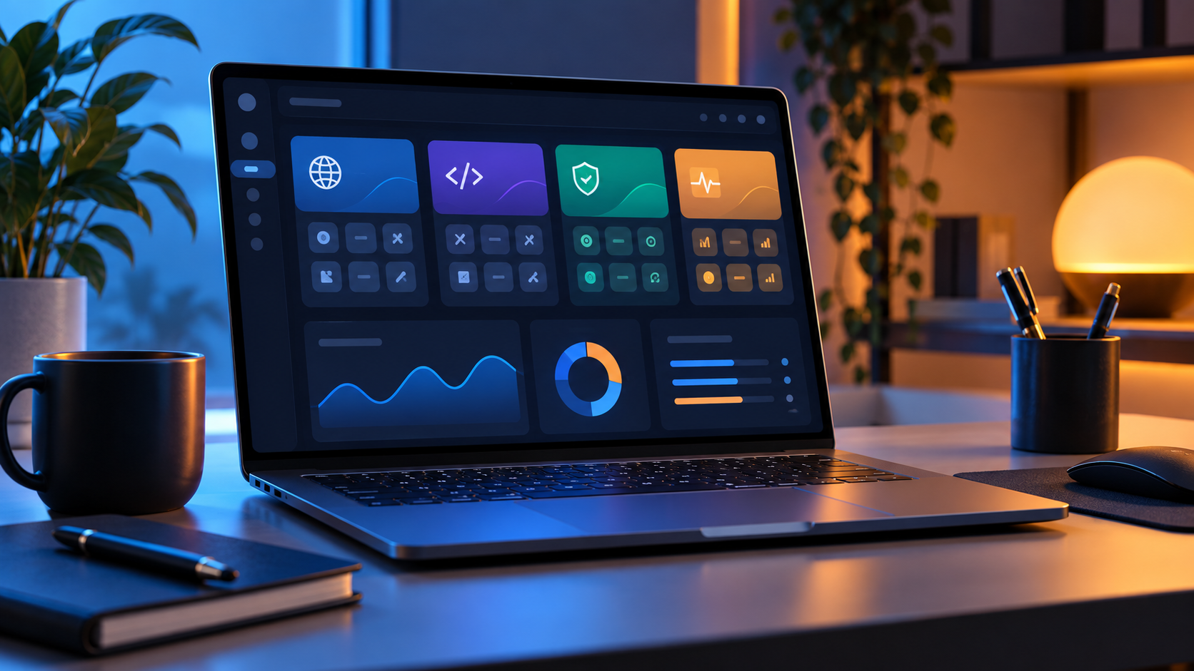 A modern laptop displaying a digital tools platform dashboard